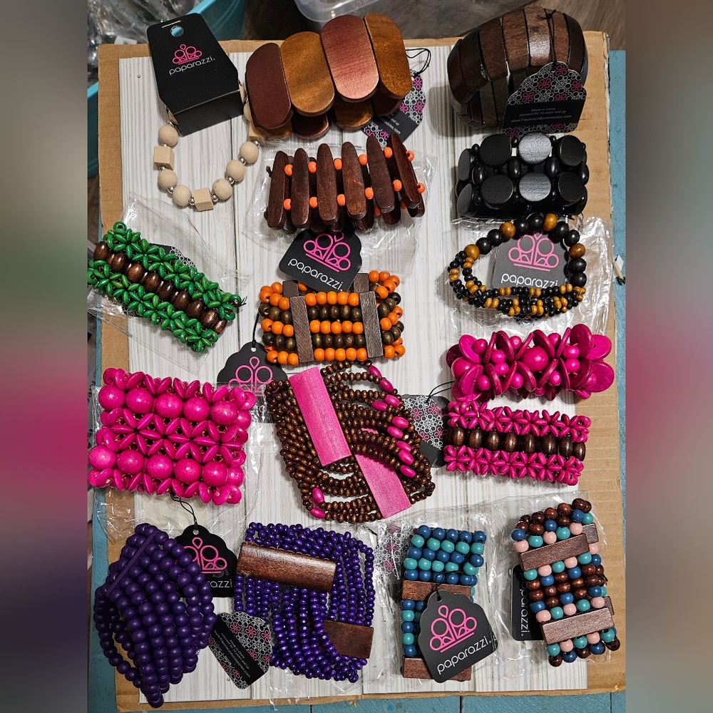 Paparazzi Women's Colorful Wood Bead Bracelet Lot